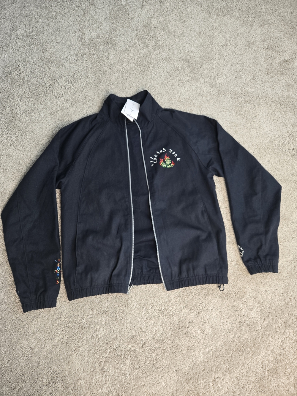 Jordan Black Windbreaker Jacket with Floral Embroidery